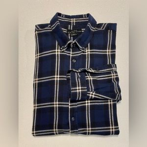 ZARA MAN - NAVY PLAID BUTTON DOWN SHIRT